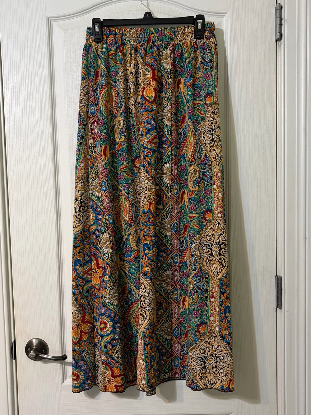 Bohemian Multicolor Paisley Maxi Skirt - Elastic Waist - Picture 2 of 2